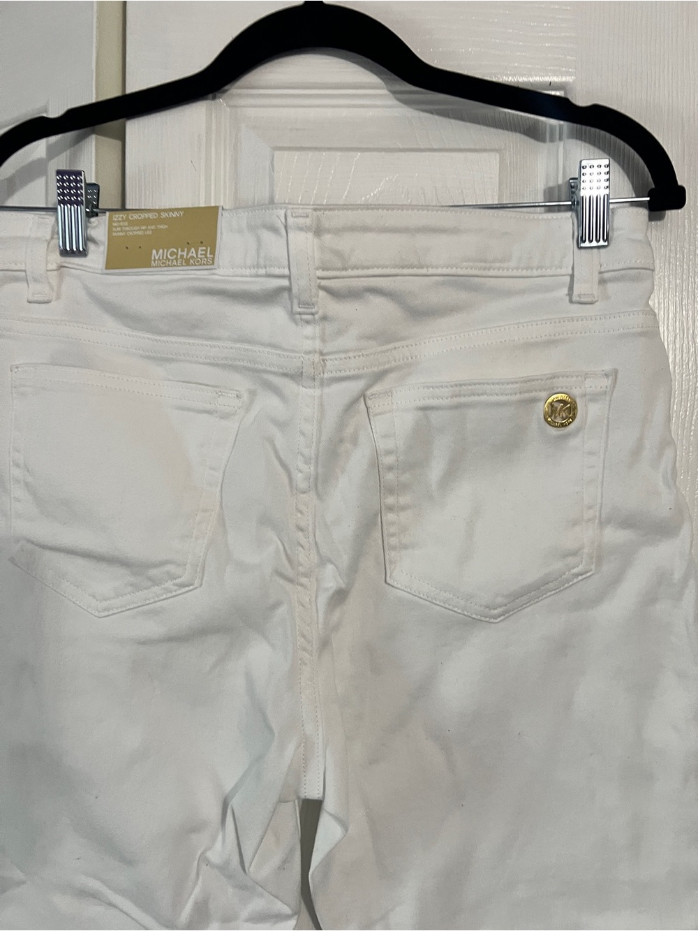 Michael Kors White Cropped Women's Jeans with Gold Hardware - Picture 9 of 10